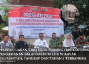 PELEPAS LIARAN 5.003 EKOR BURUNG HASIL OPERASI PENGAMANAN BALAI GAKKUM LHK WILAYAH KALIMANTAN, TANGKAP DAN TAHAN 2 TERSANGKA