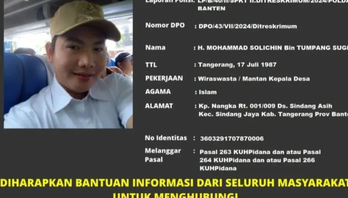 Kasus Pemalsuan Surat, Polda Banten Masih Buru KADER PDIP dan Adiknya
