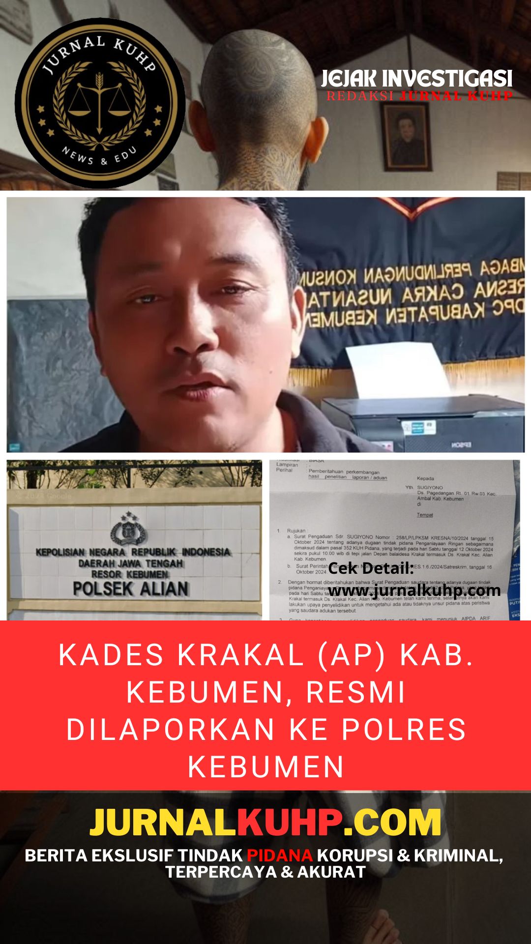 Kades Krakal (AP) Kab. Kebumen, Resmi Dilaporkan Ke Polres Kebumen