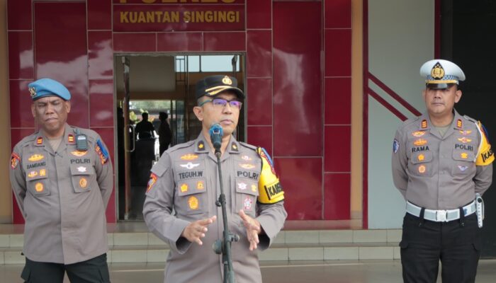 Karendal Ops Polres Kuansing Kompol Teguh Wiyono, S.H., M.H. Pimpin Apel Operasi Keselamatan Lancang Kuning 2025