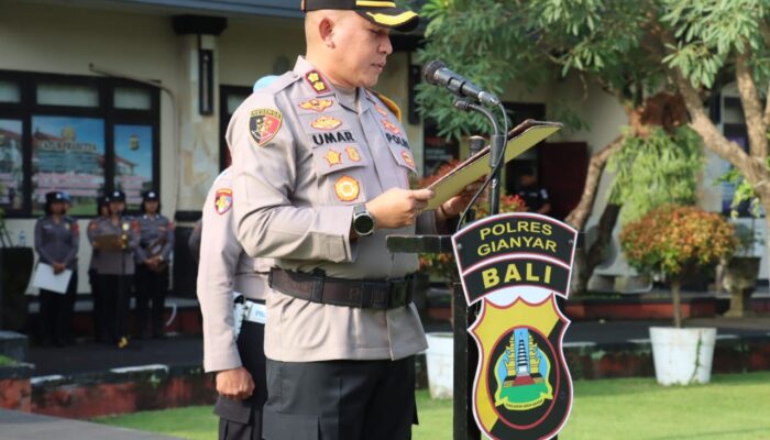 Polres Gianyar Gelar Upacara Bendera Dalam Rangka Peringatan Hari Kesadaran Nasional 