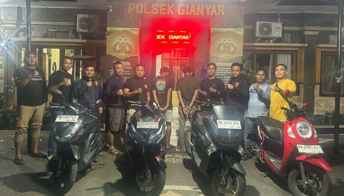 Dua Pelaku Curanmor dengan Modus Kunci Nyantol Ditangkap Reskrim Polsek Gianyar.