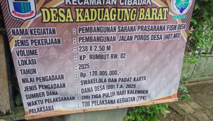 Pembangunan Jalan Aspal Hotmik Desa Kadu Agung Barat Diduga Asal Jadi