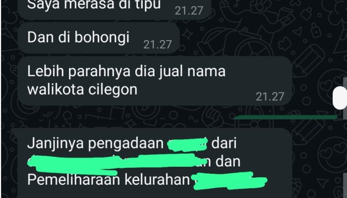 Catut Nama Wali Kota Cilegon, Oknum Berinisial IK Diduga Tipu Warga hingga Jutaan Rupiah, Janjikan PL