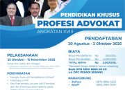 PERADI Serang Gelar Pendidikan Khusus Profesi Advokat Angkatan XVIII, Ketua DPC Ajak Lulusan Hukum Ikut Berperan