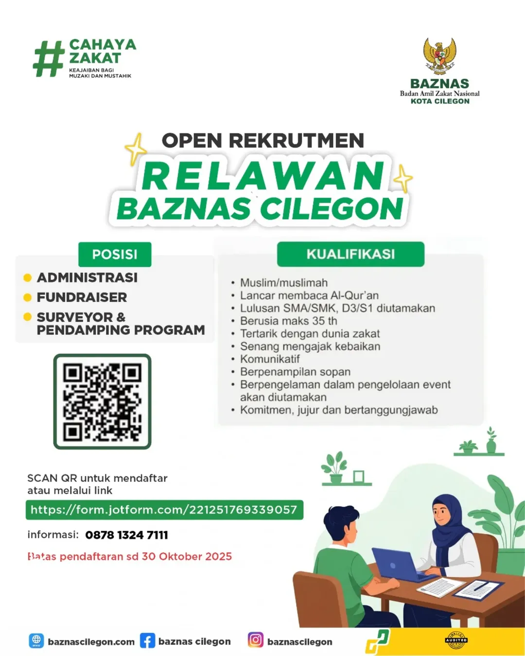 Assalamualaikum #SahabatBAZNASBAZNAS Kota Cilegon membuka Rekrutment Relawan 2025.Bagi #Sahabat