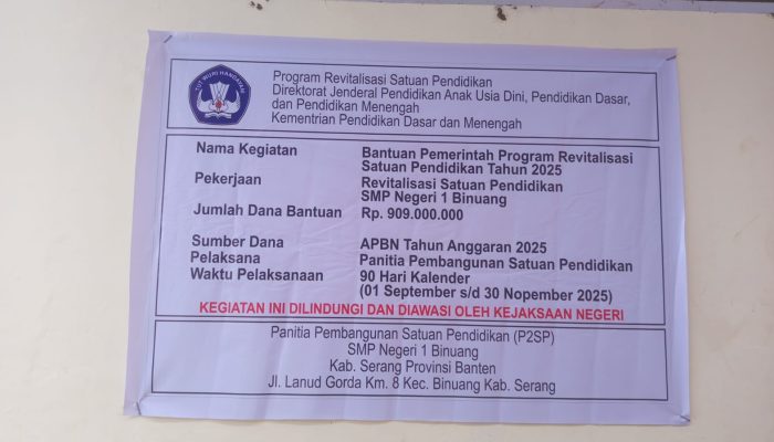 Program Kemendikbud Soal Revitalisasi SMPN 1 Binuang, Diduga Dindikbud Kabupaten Serang Campur Tangan Kaitan Pengadaan Baja Ringan