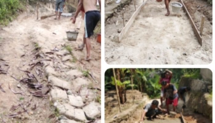 Ketua Ormas Badak Banten DPC Rangkasbitung Bangun Jalan Warga Pakai Dana Pribadi