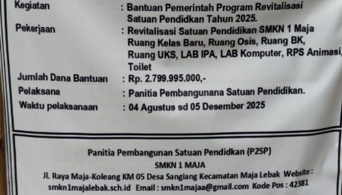 Pembangunan Revitalisasi SMKN 1 Maja Diduga Menggunakan Material Tidak Sesuai Spesifikasi, 