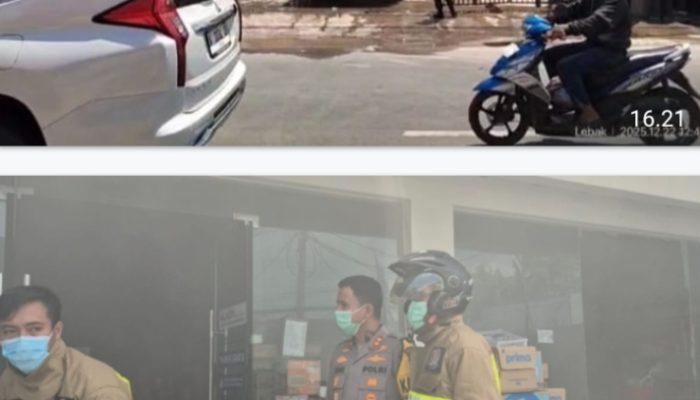 Respon Cepat, Kapolres Lebak Tinjau Langsung Penanganan Kebakaran Almond Super Rangkasbitung