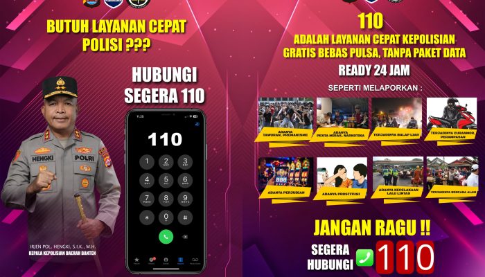 Polda Banten Ajak Masyarakat Manfaatkan Layanan Call Center 110 dan Super App Polri untuk Pelaporan Mudah dan Cepat