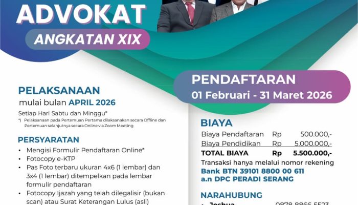 DPC PERADI Serang Buka PKPA Angkatan XIX, Ketua Shanty Wildhaniah, S.H., M.H., Ajak Calon Advokat Tingkatkan Profesionalisme