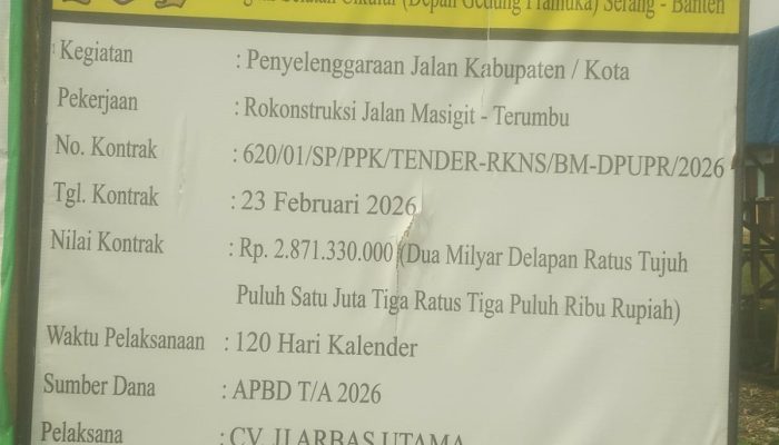 Belum Serah Terima, Proyek Jalan Beton Masigit–Terumbu Rp2,8 Miliar Sudah Retak Masif