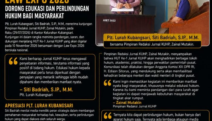 Plt. Lurah Kubangsari Dukung HUT Ke-1 Jurnal KUHP, Dorong Penguatan Edukasi dan Perlindungan Hukum bagi Masyarakat