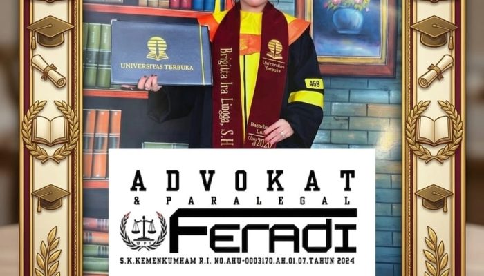 Brigitta Ira Lingga, S.H. anggota FERADI WPI di wisuda Sarjana Hukum Universitas Terbuka, Ketum FERADI WPI ucapkan Selamat