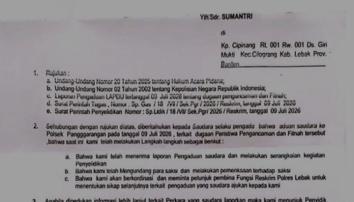 Dugaan Ancaman Oknum Ketua Kelompok P3-TGAI Karya Naga Masuk Tahap Pemeriksaan Saksi
