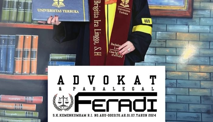 Brigitta Ira Lingga, S.H. anggota FERADI WPI di wisuda Sarjana Hukum Universitas Terbuka, Ketum FERADI WPI ucapkan Selamat
