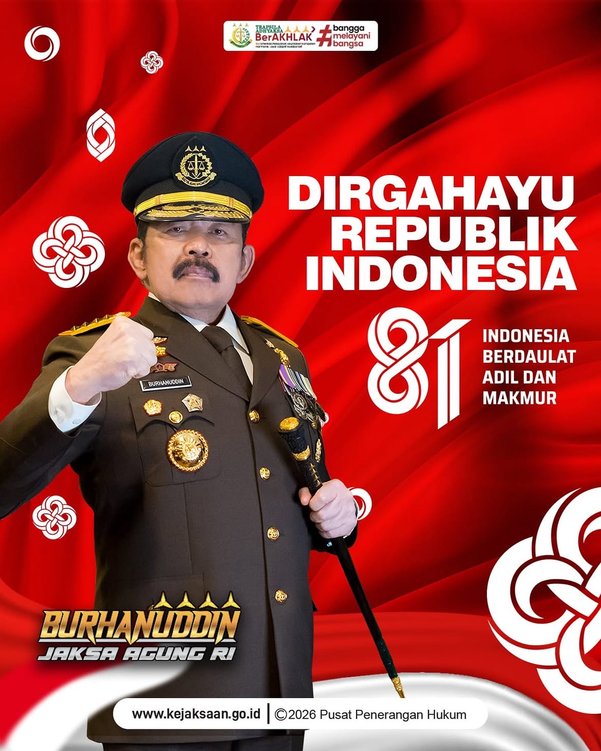 Dirgahayu Republik Indonesia ke-81!_Segenap keluarga besar Kejaksaan Republik Indonesia mengucap