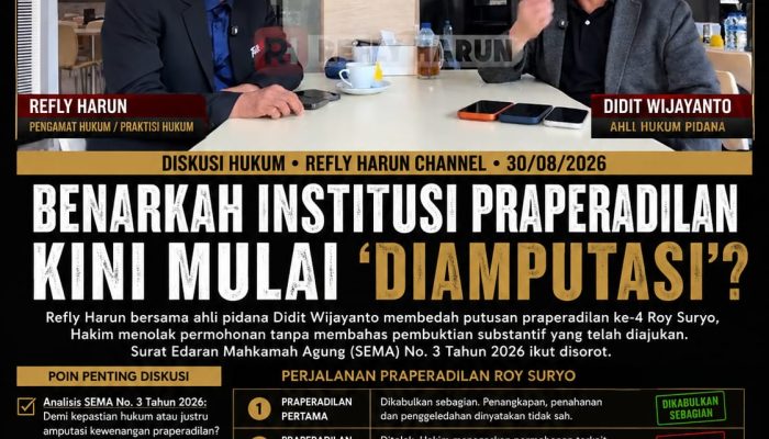 Praperadilan Dipertanyakan, Refly Harun Soroti Putusan Keempat Roy Suryo dan SEMA 3/2026