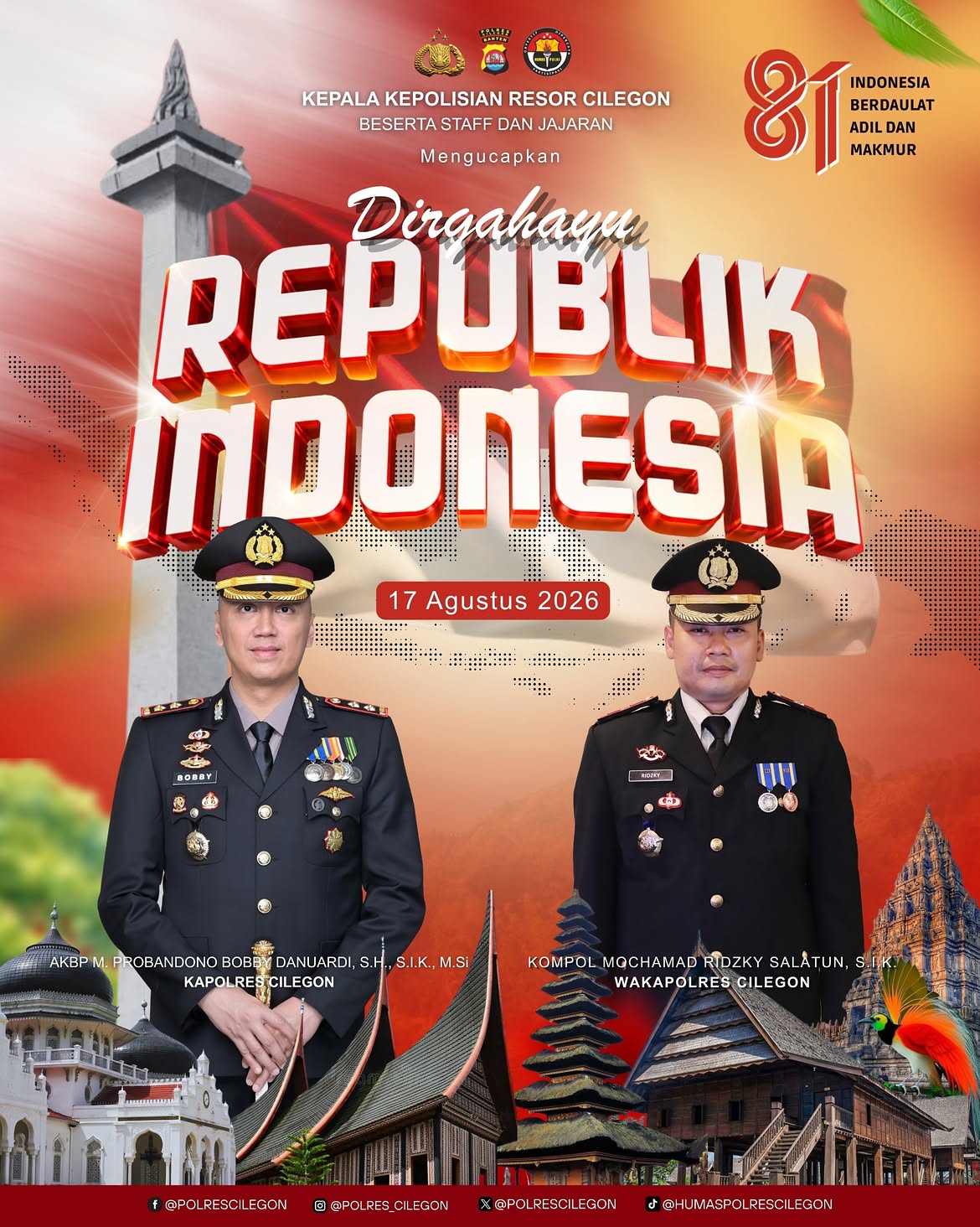 Kapolres Cilegon AKBP Moehamad Probandono Bobby Danuardi., S.H, S.I.K., M.Si.beserta staff dan j