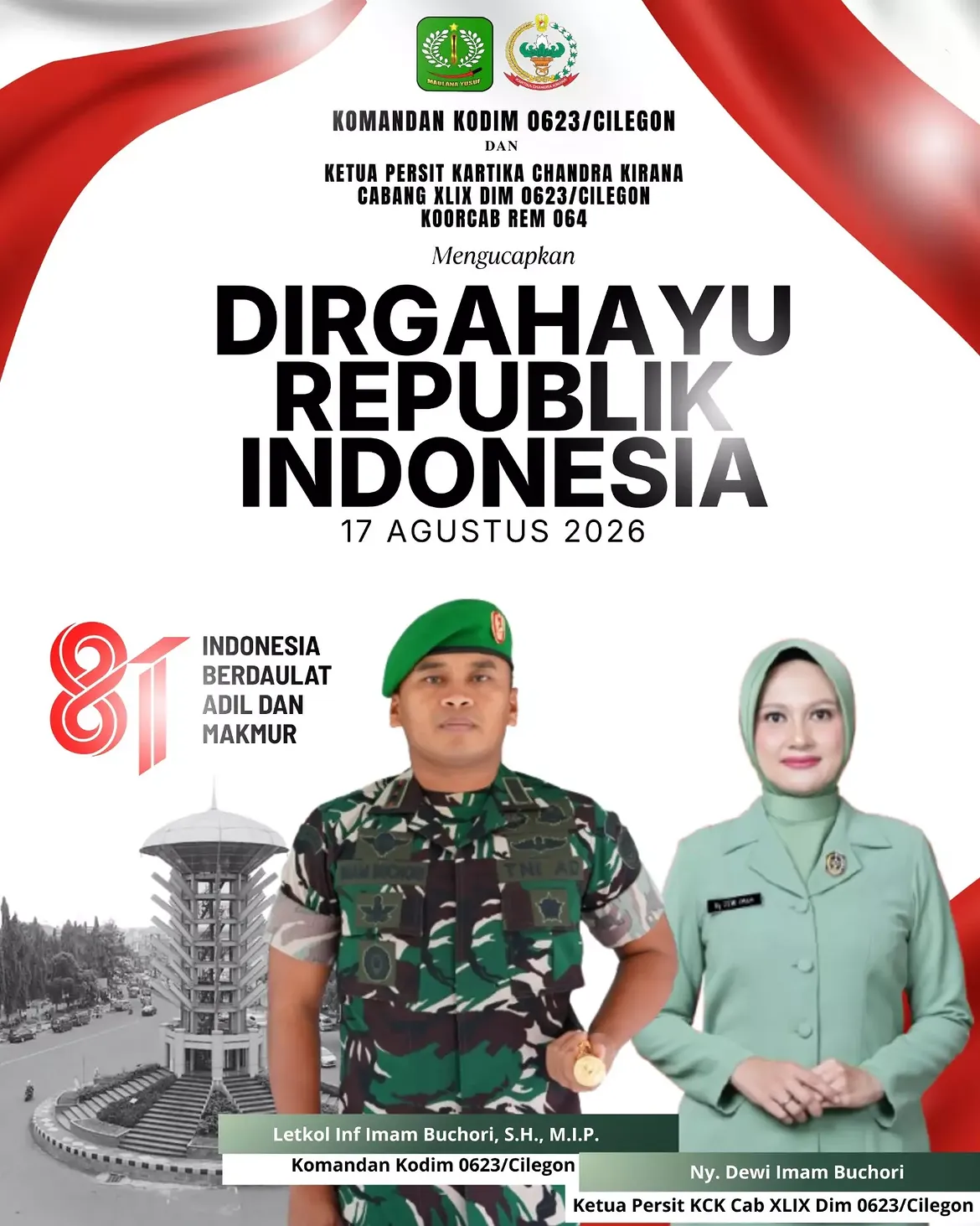 Komandan Kodim 0623-Cilegon dan Ketua Persit KCK Cab XLIX Dim 0623 Cilegon beserta keluarga Bes
