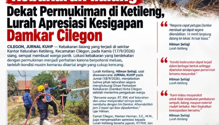 Kebakaran Ilalang Dekat Permukiman di Ketileng, Lurah Apresiasi Kesigapan Damkar Cilegon