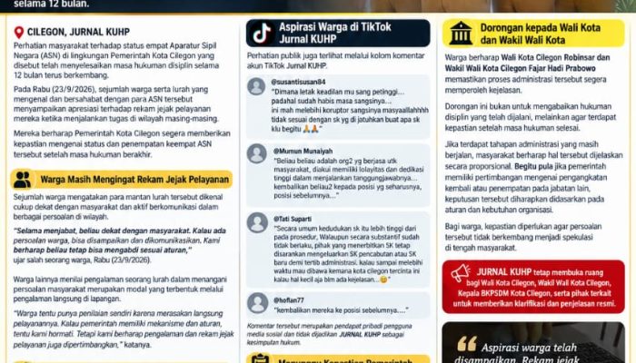 Warga Apresiasi Rekam Jejak Pelayanan, Dorong Pemkot Cilegon Segera Beri Kepastian Jabatan Empat ASN