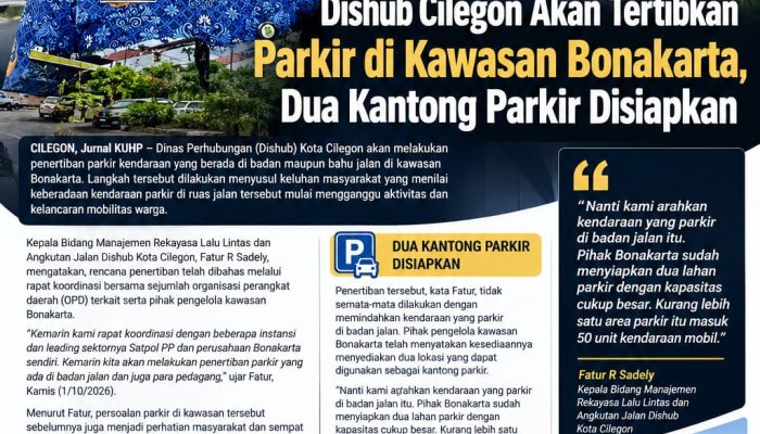 Dishub Cilegon Akan Tertibkan Parkir di Kawasan Bonakarta, Dua Kantong Parkir Disiapkan